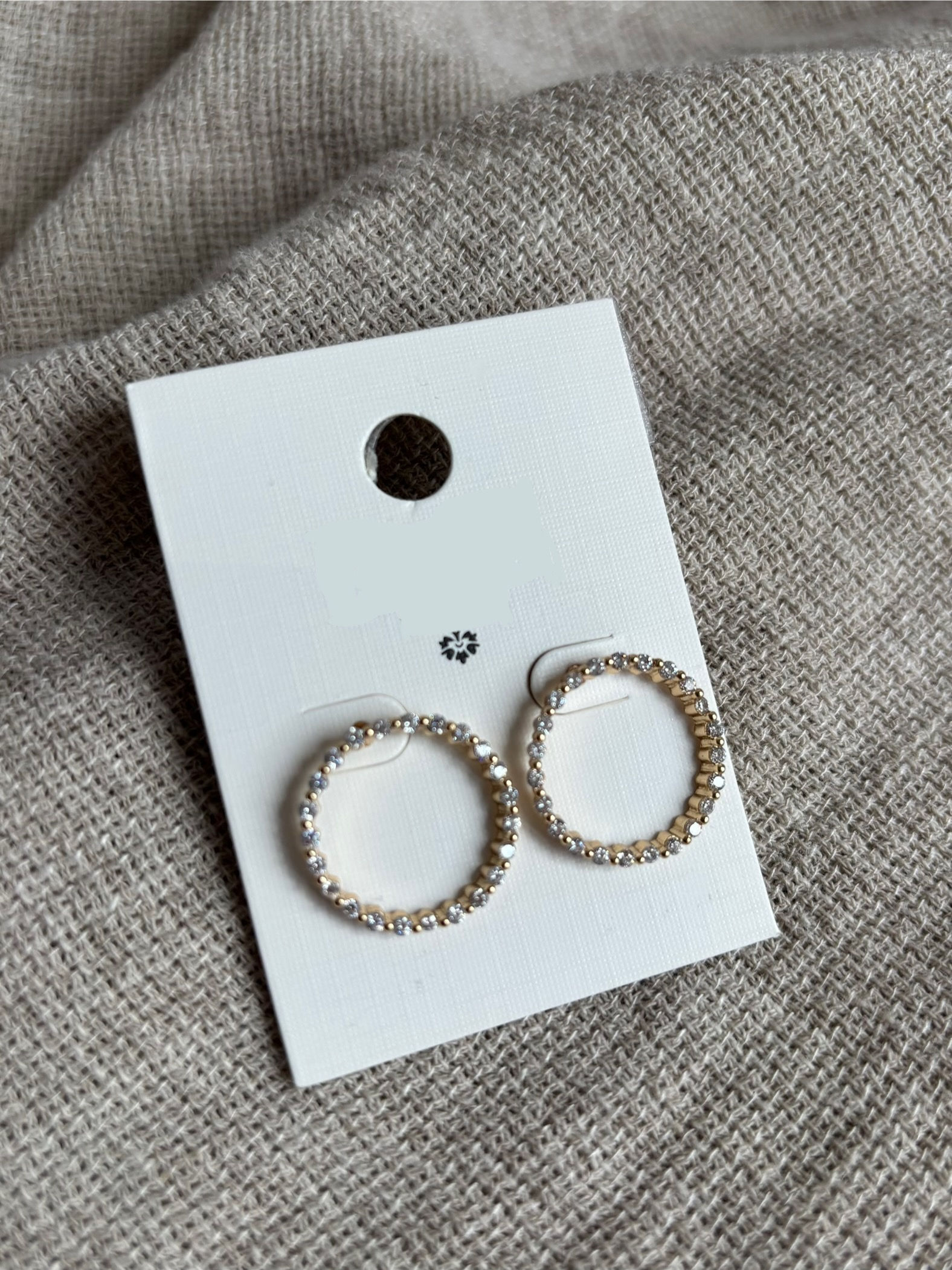Diamanté Loop Earrings - Gold 