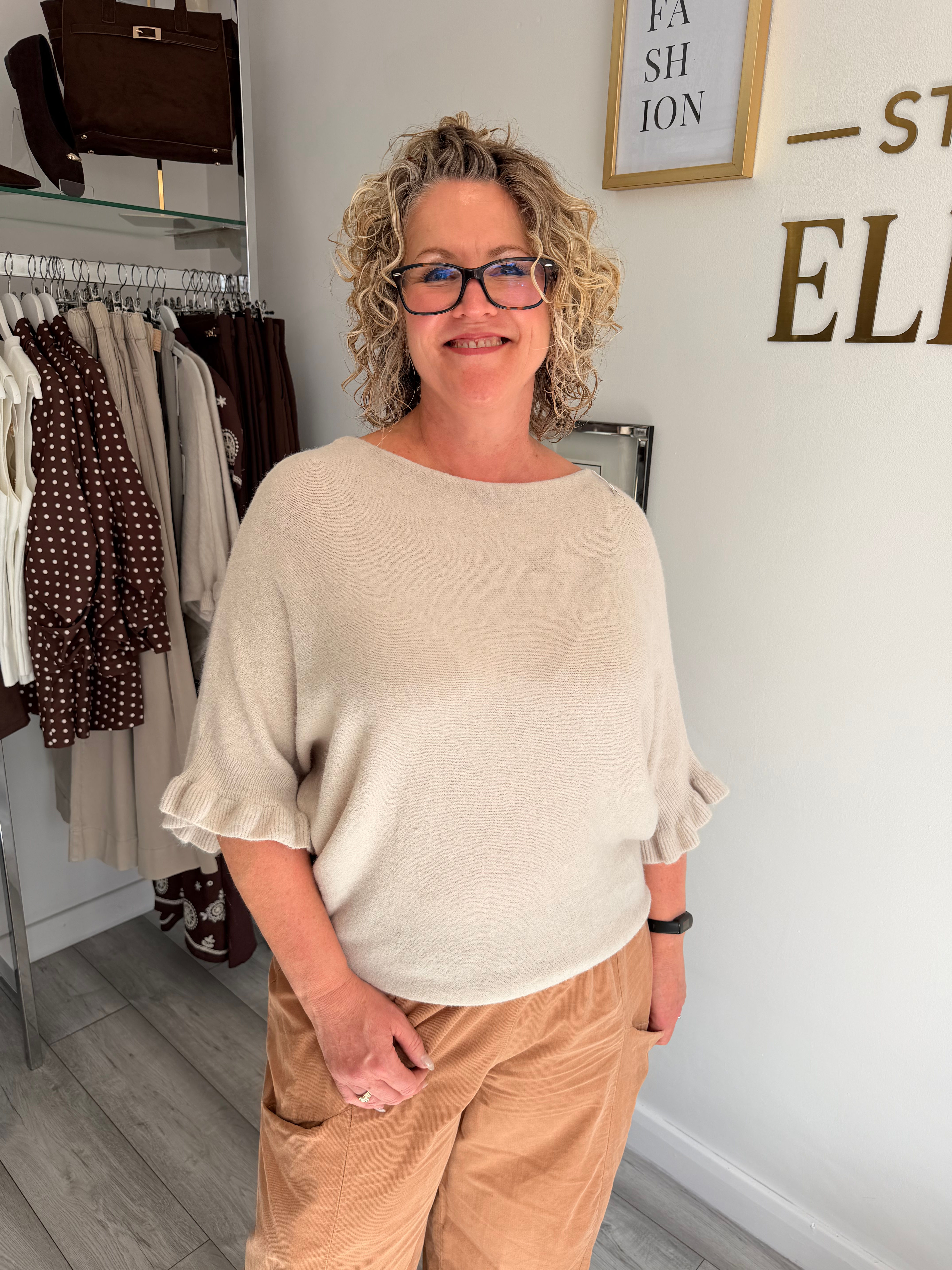 The Signature Frill Knit Jumper - Beige