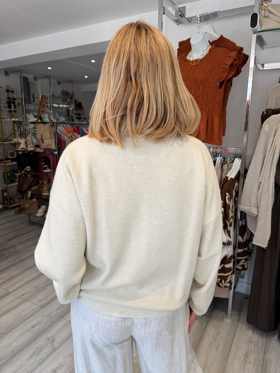 Thumbnail: Martha Gold Button Knit - Beige