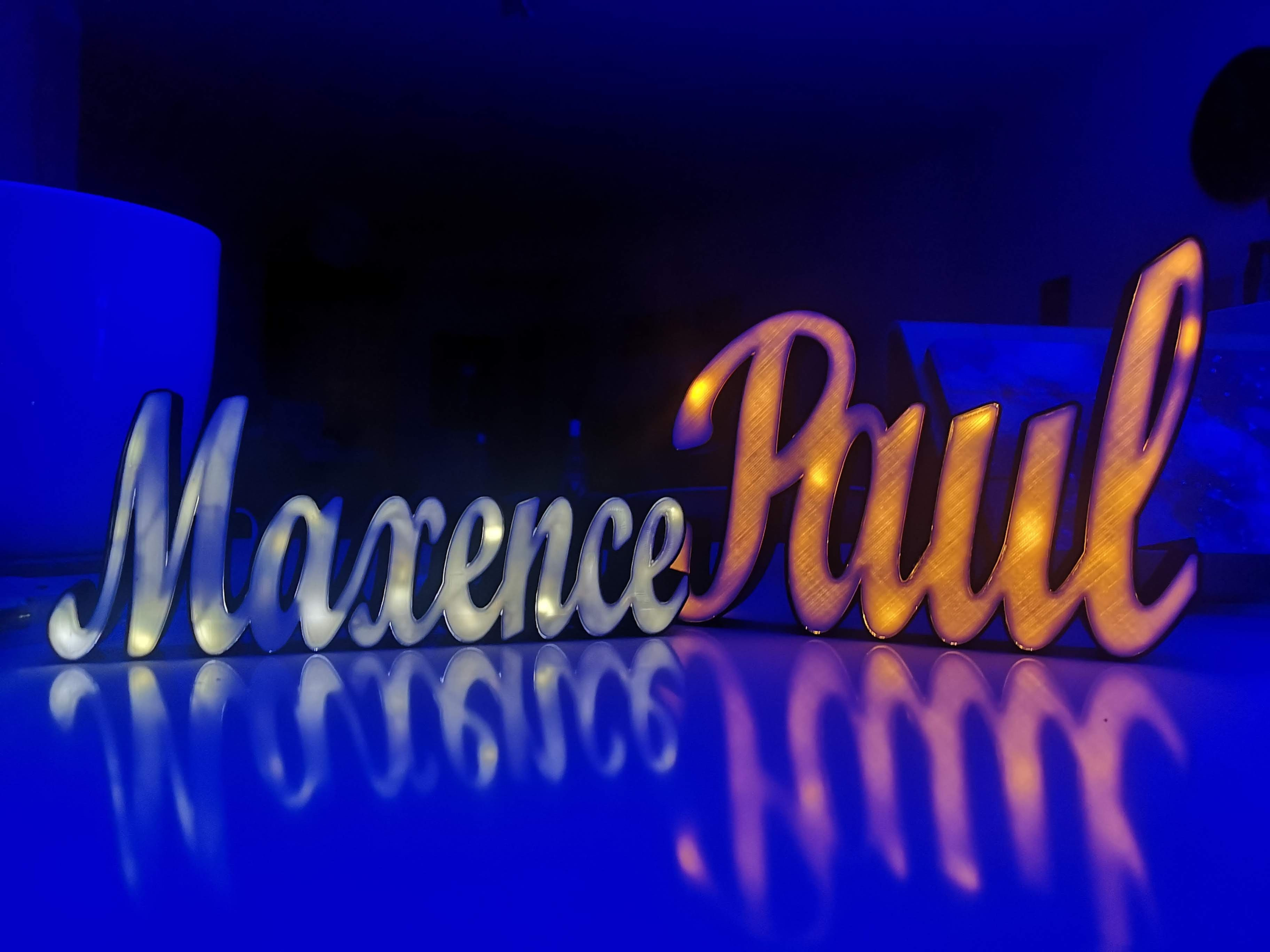 Prénoms lumineux d'intérieur