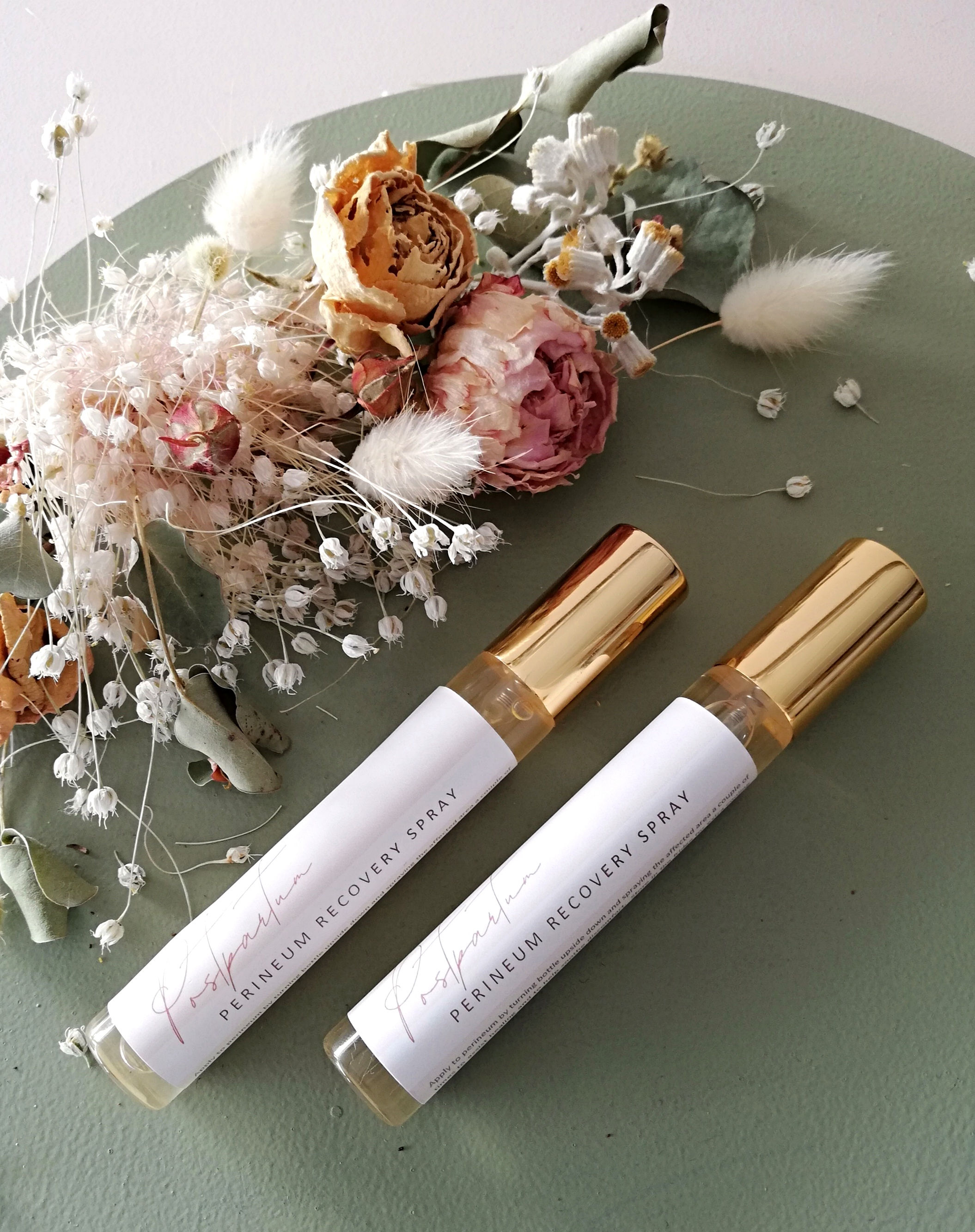 Postpartum healing spray for vulva area. made with aloe vera and witch hazel. soothing and natural