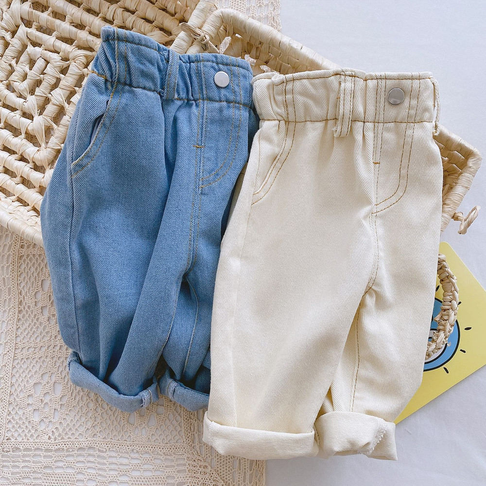 Calça jeans macia de bebê cintura alta