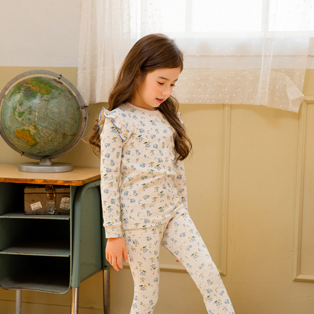 Pijama infantil floral azul