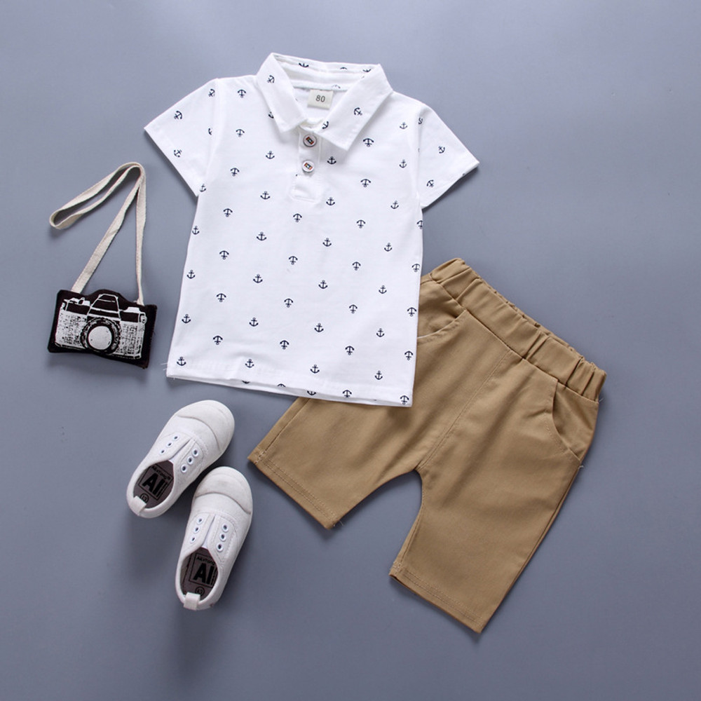 Conjunto camisa polo âncoras e short