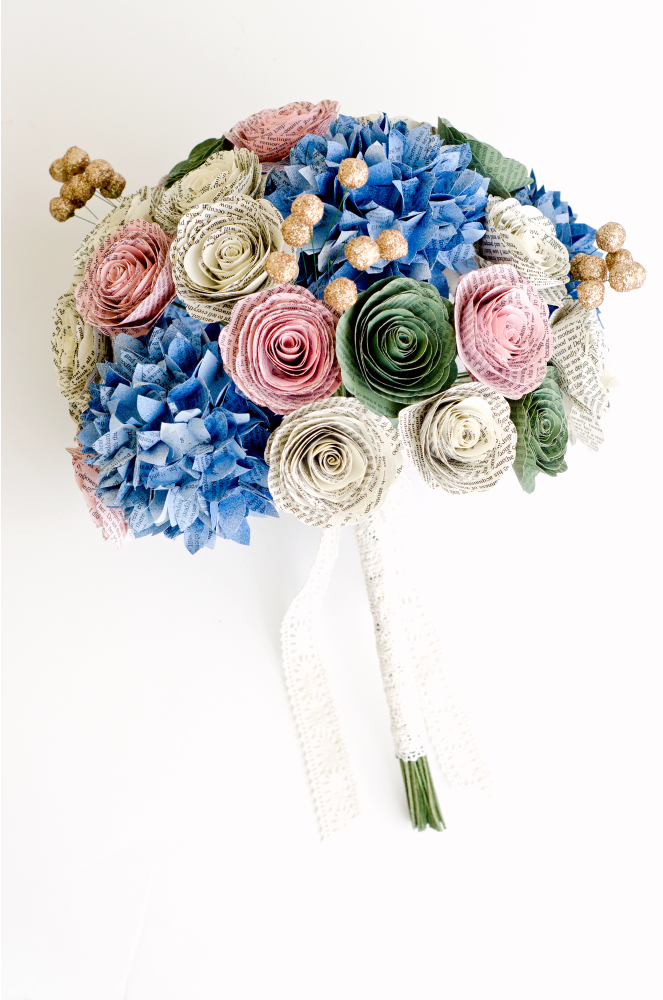 Thumbnail: Hydrangea Bridal Book Bouquet - 10-Inch - with Color Customization