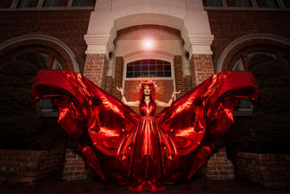 Red goddess indian headpiece red dress vernon photo