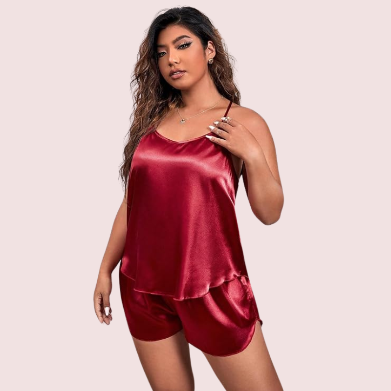 Thumbnail: Plus Size Women's Silk Cami and Shorts Set