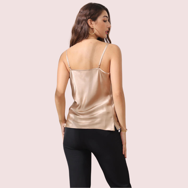 Thumbnail: Stylish Cowl Neck Silk Camisole Tank Top