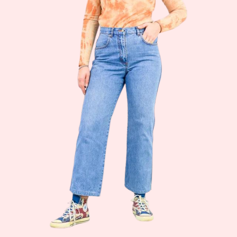 Thumbnail: Classic 90s Boyfriend Blue Denim Wide Leg Jeans
