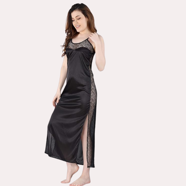 Thumbnail: Elegant Lace Seductive Black Nightgown