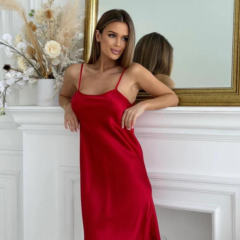 Thumbnail: Premium Silk Satin Strappy Nightdress Slips