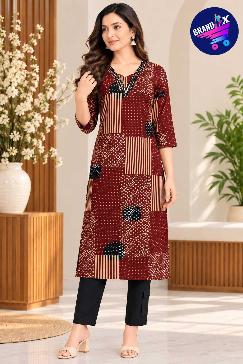 Women’s Printed Cotton Kurtis-Brandx