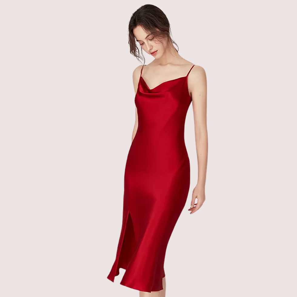 Thumbnail: Luxurious Women's Silk Satin Sleepwear Nightdress