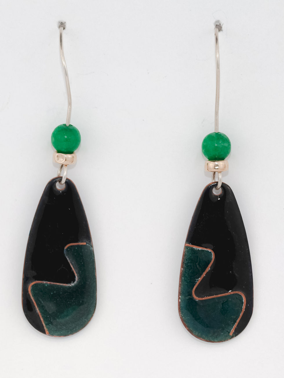 Green & Black enamelled Earrings sold by Gill Goddard Hair