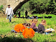 Cours atelier exposition arts plastiques enfants Hérault. Dessin,peinture,sculpture,manga,graffiti,histoire de l'art... peindre en plein air pont royal Garance Emmanuelle Allaire