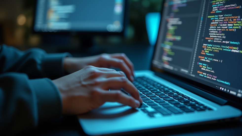 Close-up view of a developer coding an AI-powered application