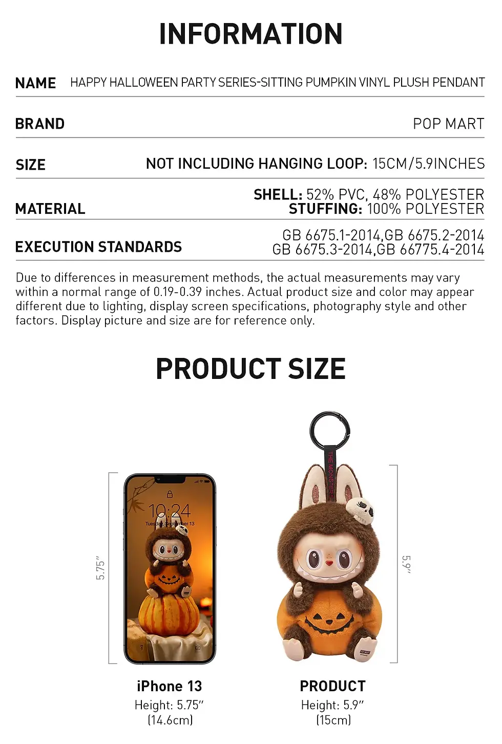 Thumbnail: Pop Mart The Monsters Labubu Sitting Pumpkin Vinyl Plush Pendant