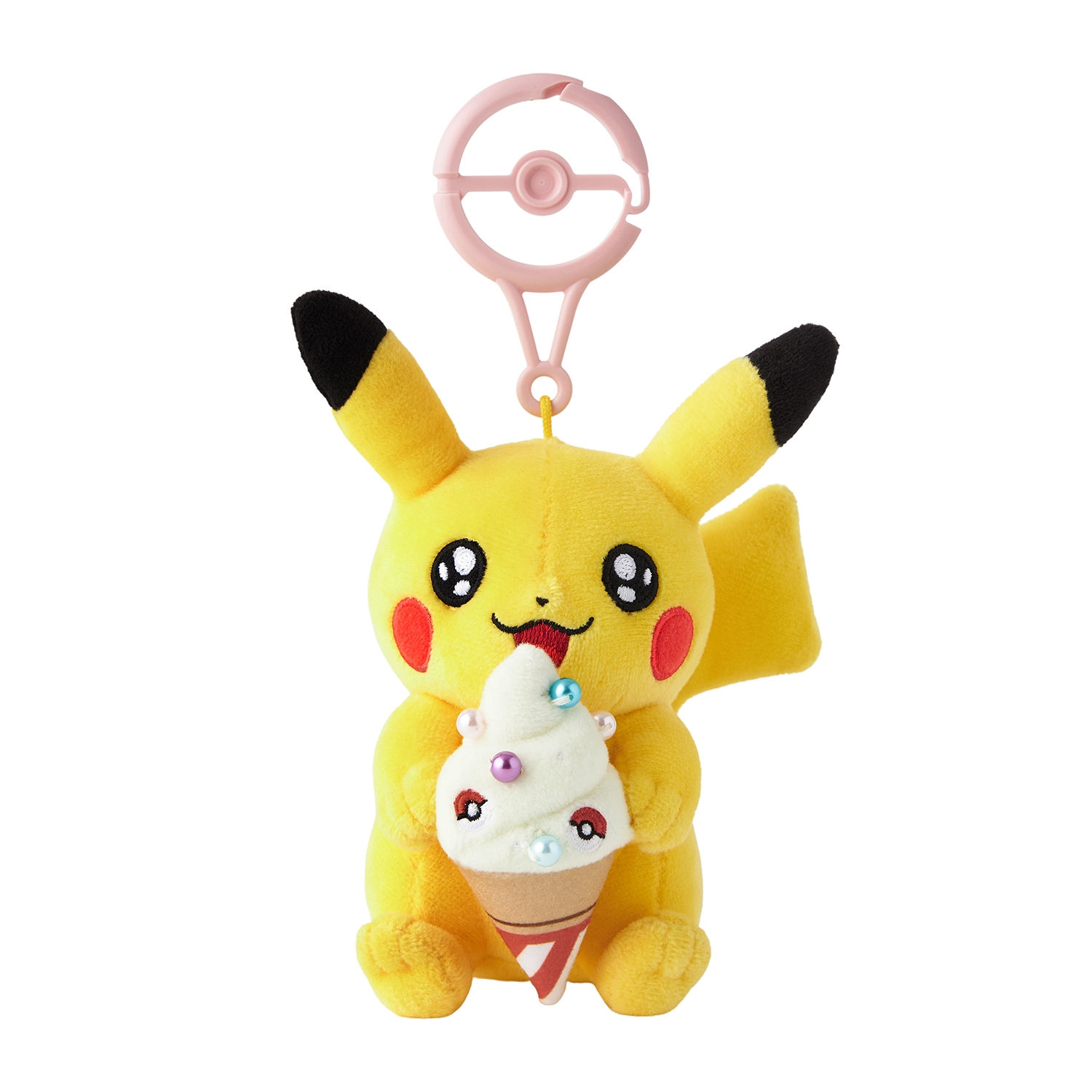 Pokemon Center Kagawa Pikachu and Oiri Soft Serve Mascot with Carabiner Clip
