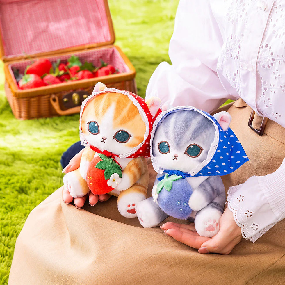 Thumbnail: Mofusand Merci Strawberry Plushie (Red Strawberry)
