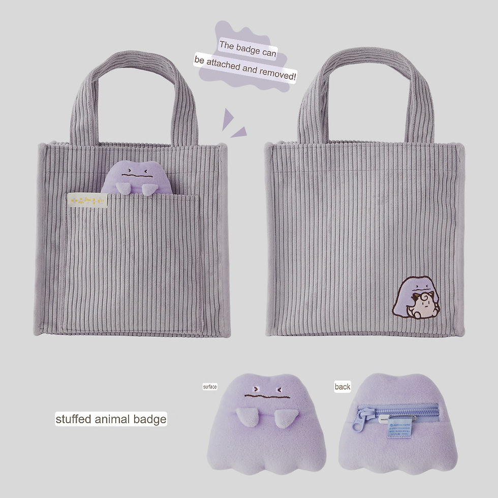 Thumbnail: Pokemon Ten Poke, Ten Colors Lonely Ditto Tote Bag with Plush Badge