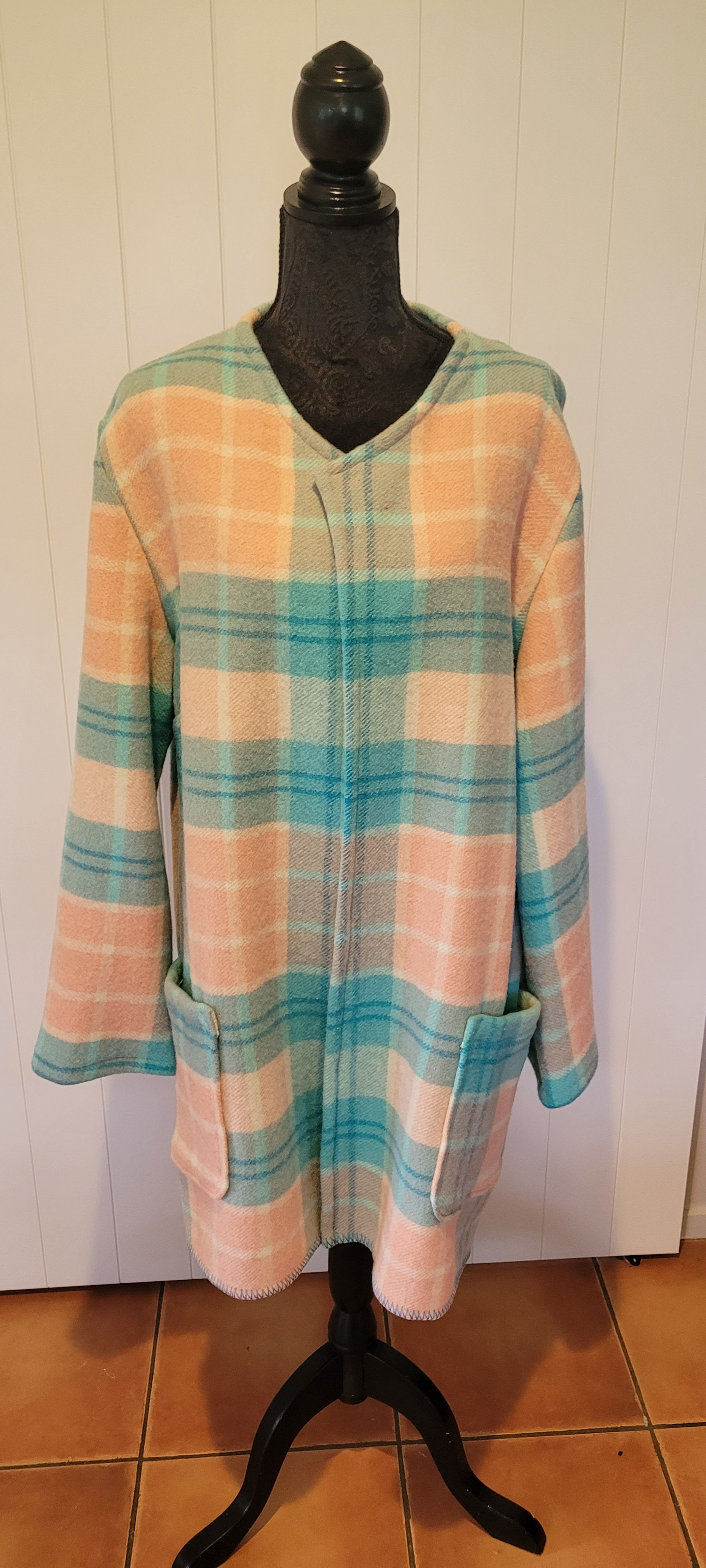 Phoebe Coat XLarge on a mannequin in a plaid pattern