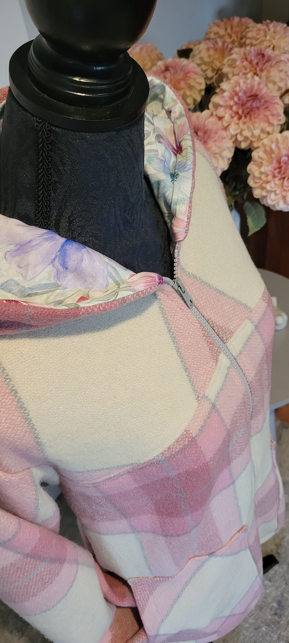 Thumbnail: Small Charlie Coat in pink plaid on a mannequin