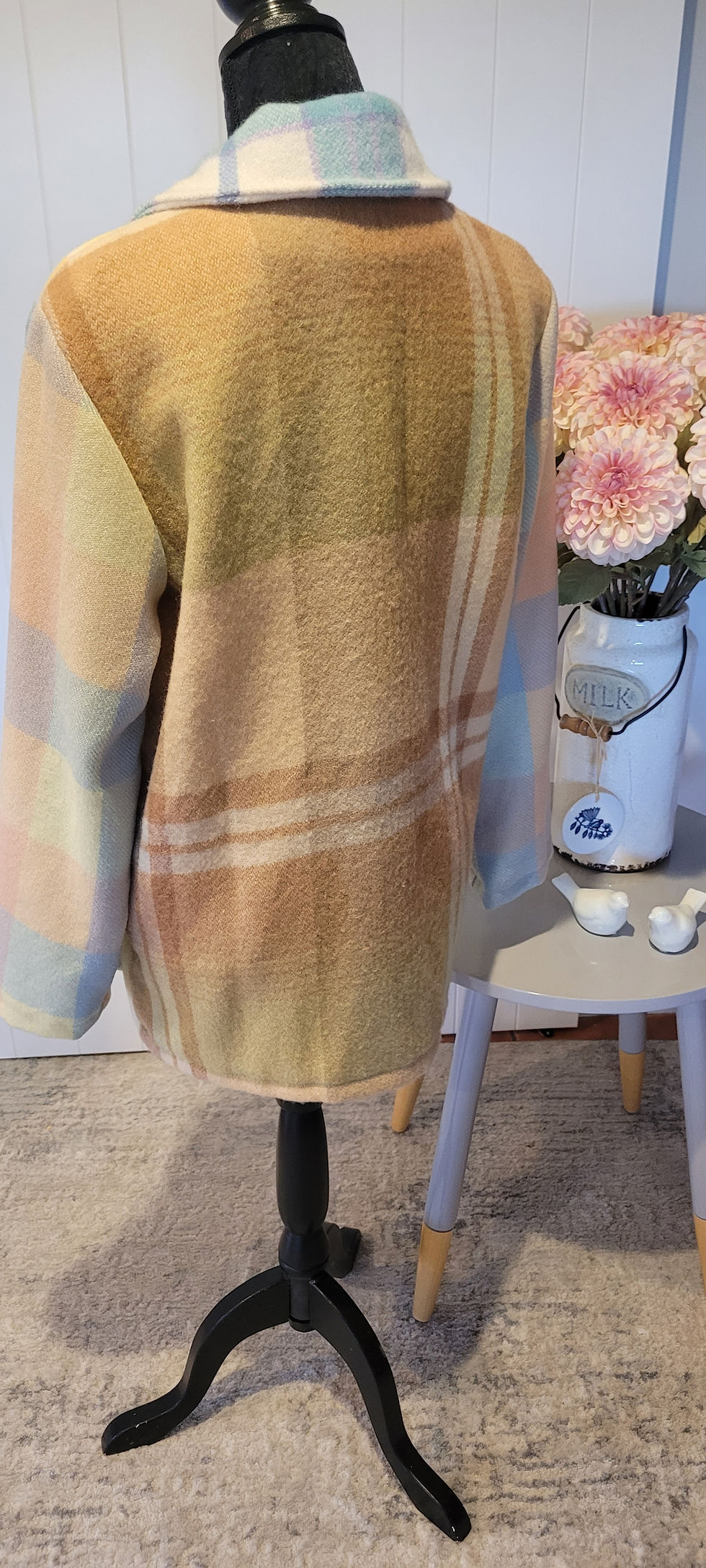 Thumbnail: Back view of Margot Coat - Small in plaid pattern