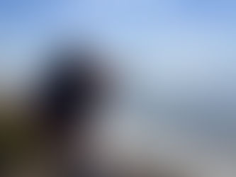 girl looking at distant horizon over shoreline.