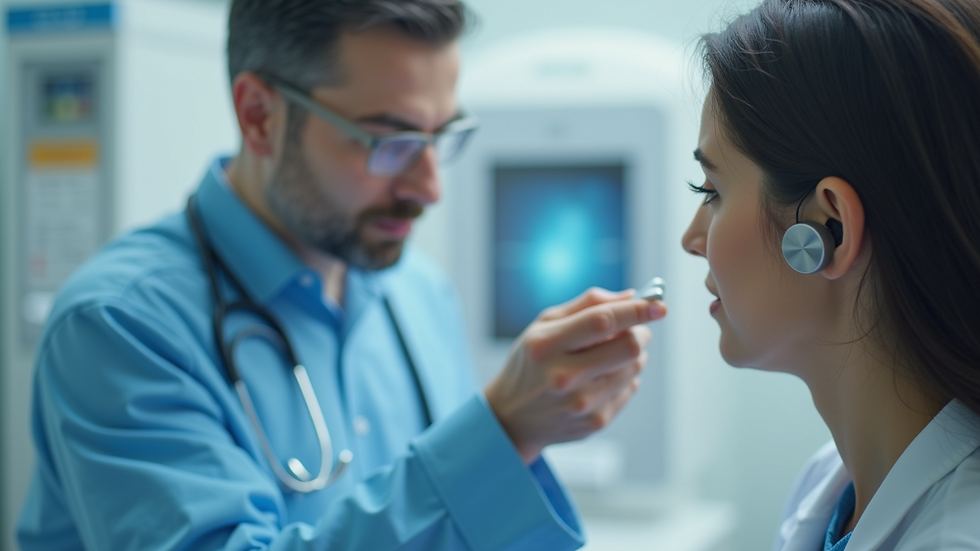 Close-up view of a hearing aid in a diagnostic setting