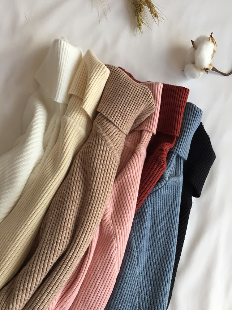 2026 Autumn Winter Thick Sweater Women Knitted Ribbed Pullover Sweater Long Slee