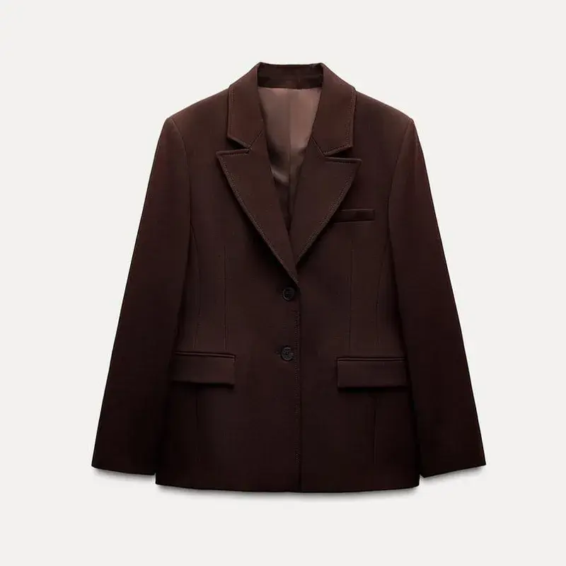 Thumbnail: Elegant Lapel Blazer Skirt Set Women Casual Slim Long Sleeve Single Breasted Poc