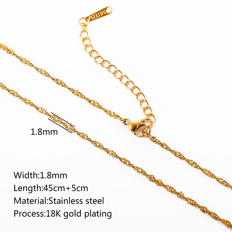 Thumbnail: 5pc 18K Gold Color PVD Plated Stainless Steel Cuba Cross O Ripple Twisted Chain 