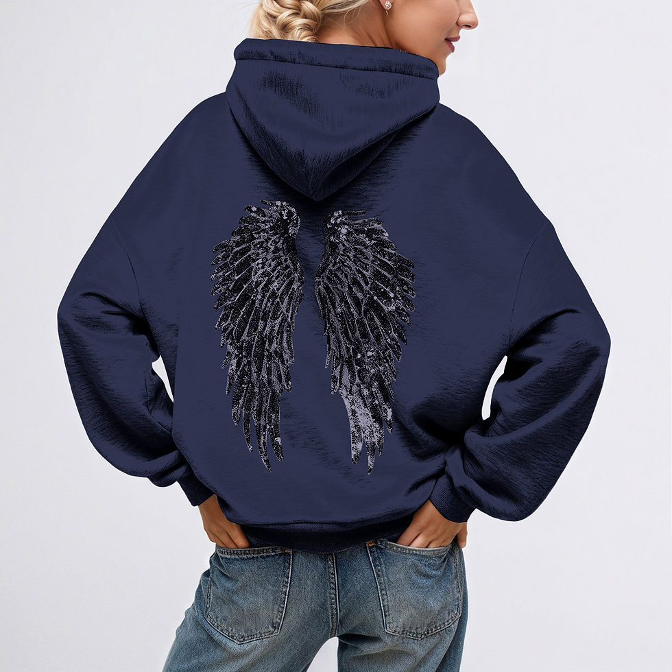 Thumbnail: 2026 Glitter Angel Wings Hoodie Women's Street Loose Long Sleeve White Pullover 