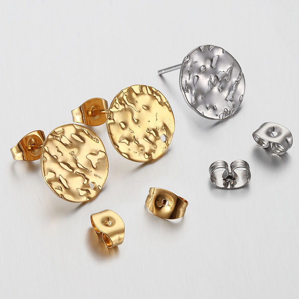Thumbnail: 10pcs Stainless Steel Embossing Ear Studs Earring Posts Set for Earrings Piercin