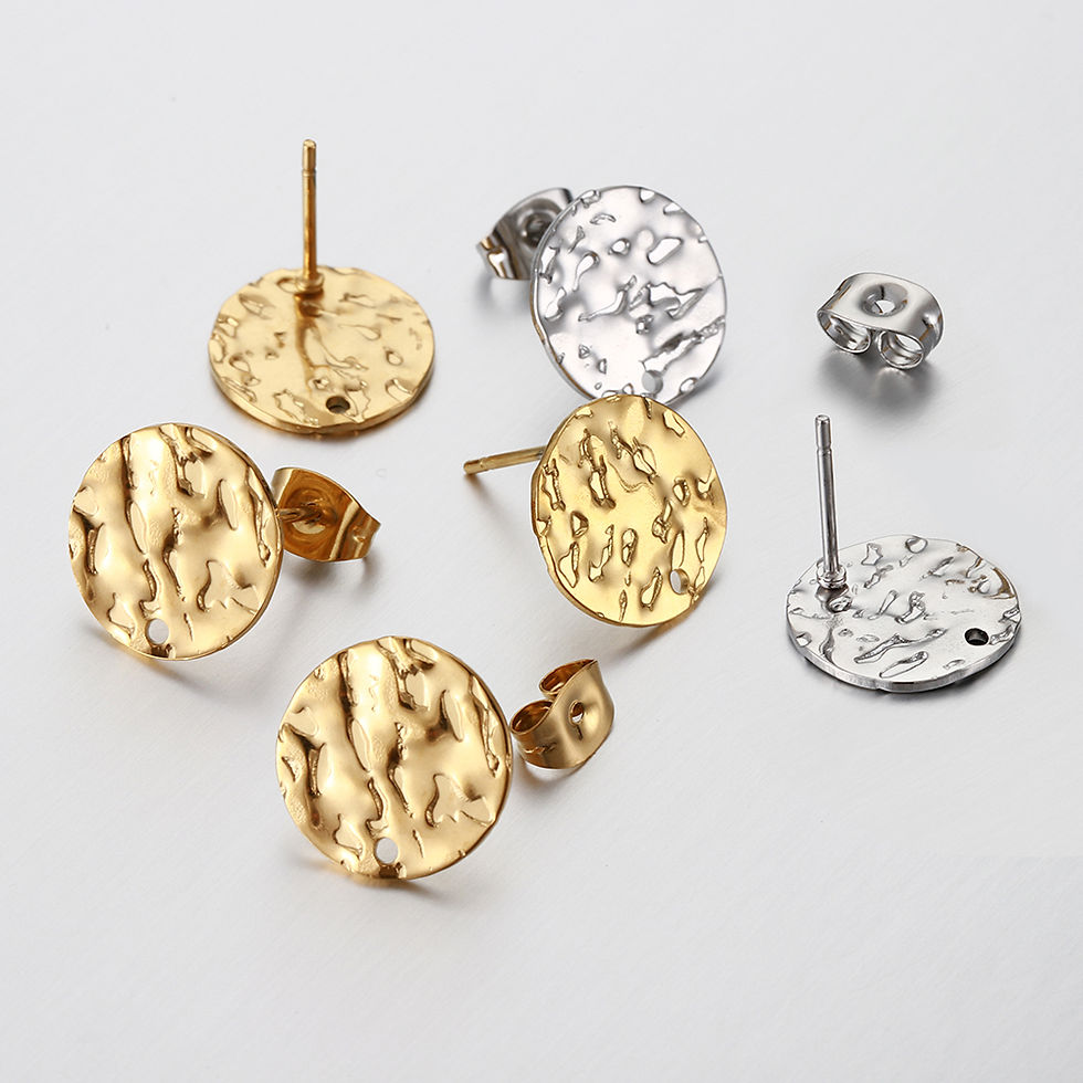 Thumbnail: 10pcs Stainless Steel Embossing Ear Studs Earring Posts Set for Earrings Piercin