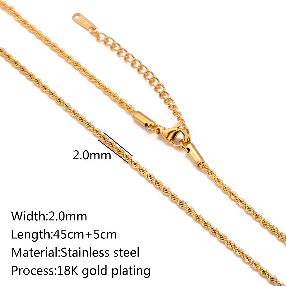 Thumbnail: 5pc 18K Gold Color PVD Plated Stainless Steel Cuba Cross O Ripple Twisted Chain 