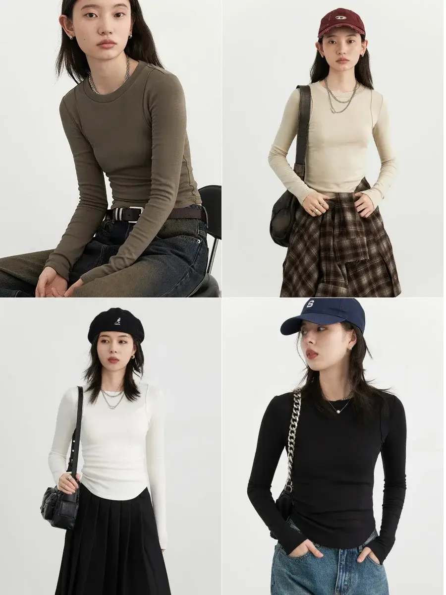 Thumbnail: CHIC VEN Women T-Shirts Solid New Basic Heating Cashmere Round Neck Woman Tees S
