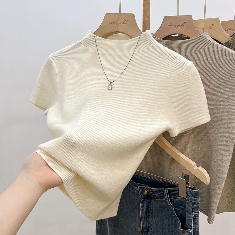 Thumbnail: 2026 Basic Turtleneck Solid Thin Summer Pullover Women Female Knitted Sweater Sl