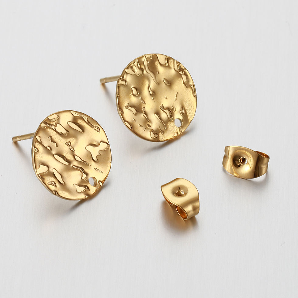 Thumbnail: 10pcs Stainless Steel Embossing Ear Studs Earring Posts Set for Earrings Piercin
