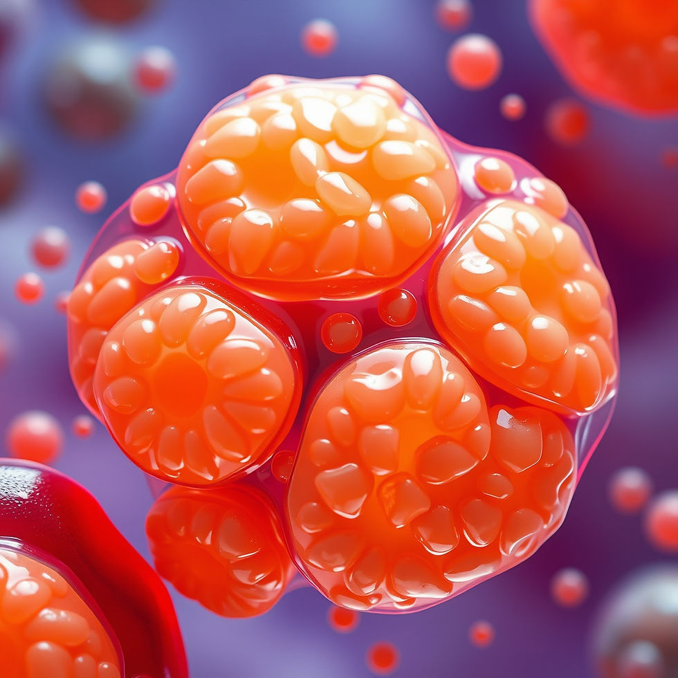 A bright coloured image of a fat cell