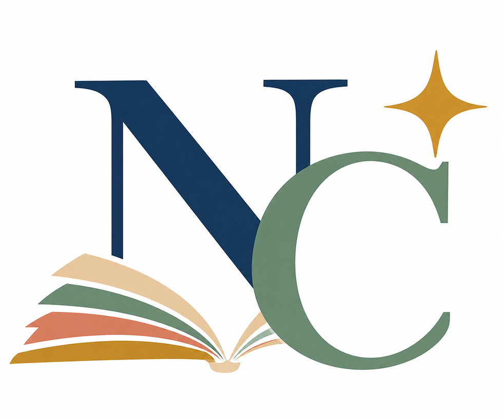 NC logo with an open book for book online literacy tutoring