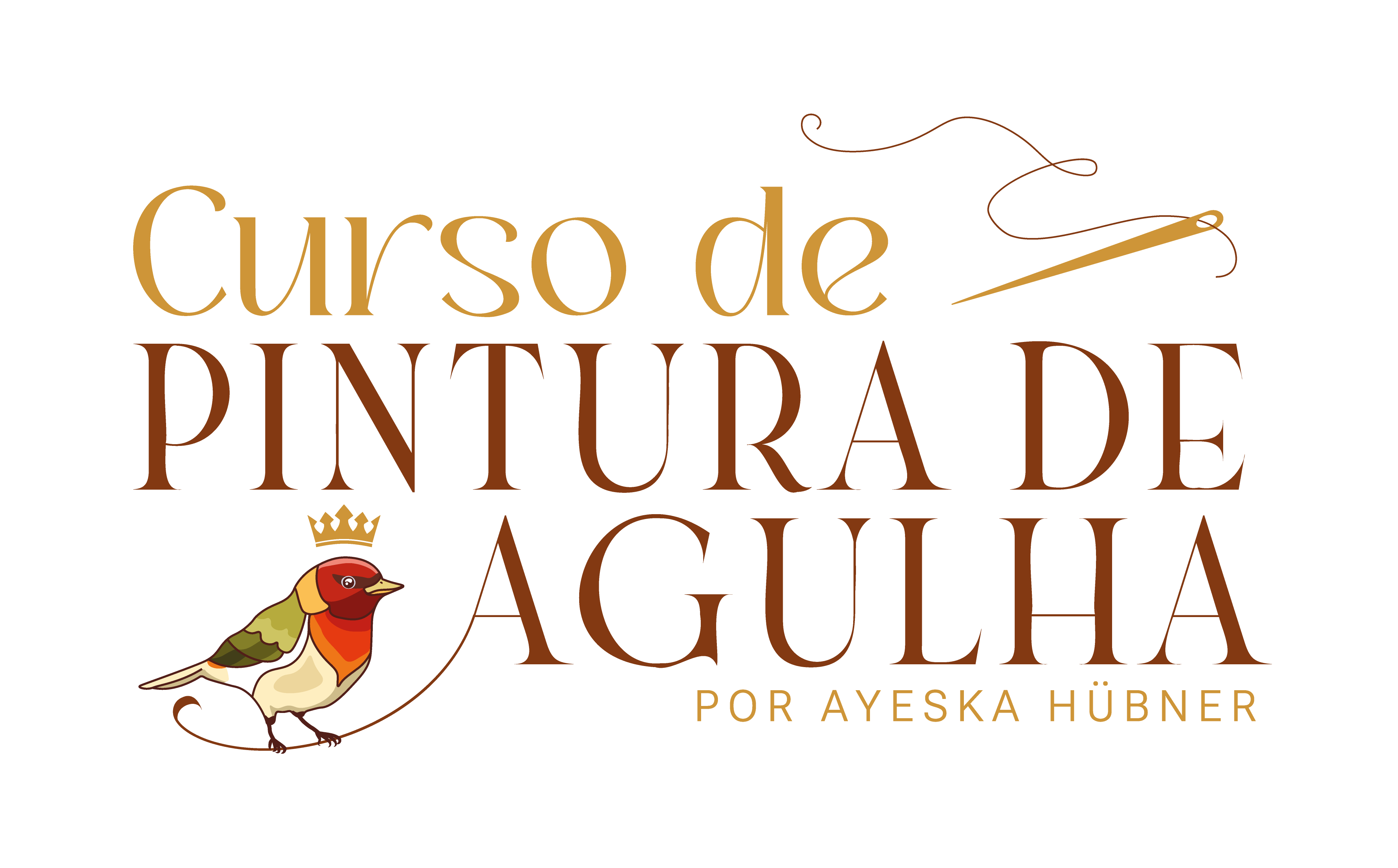 Curso de Pintura de Agulha e um pássaro colorido, desenho artístico, aprendizado. Ayeska