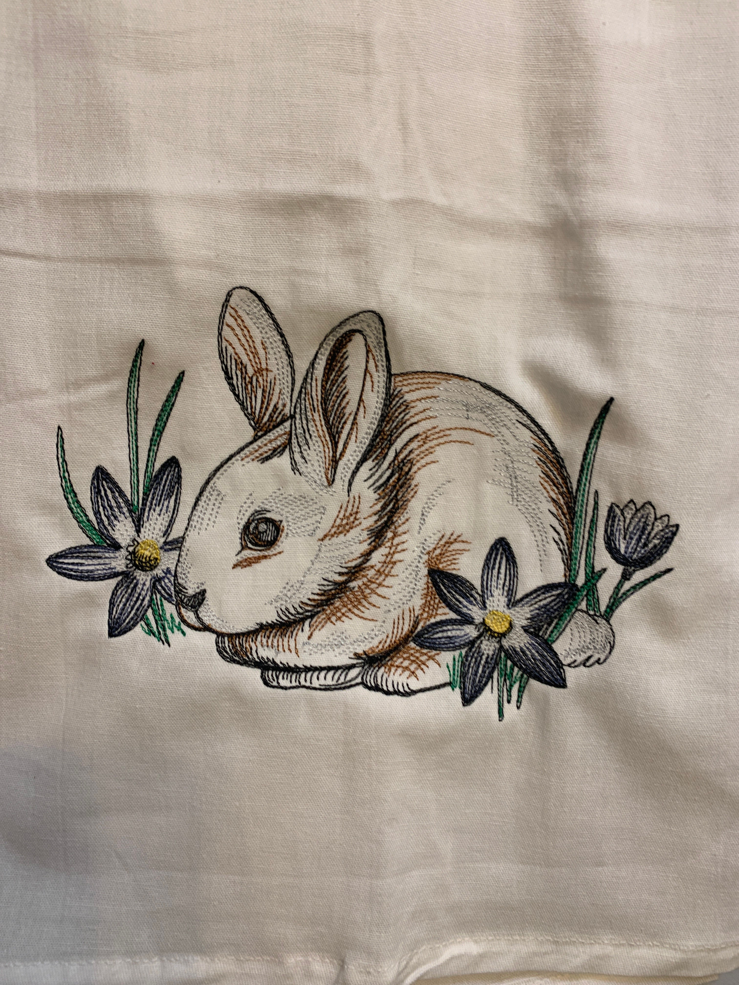 Flour sack tea towel with bunny