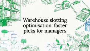 Decorative title card illustration for warehouse slotting optimisation