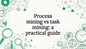 Decorative illustrated title card with process and task mining icons