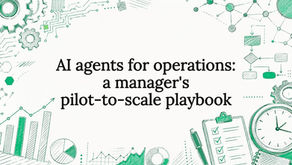 Decorative title card illustration with technology and operations motifs