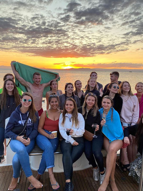 Sunset cruise group celebration