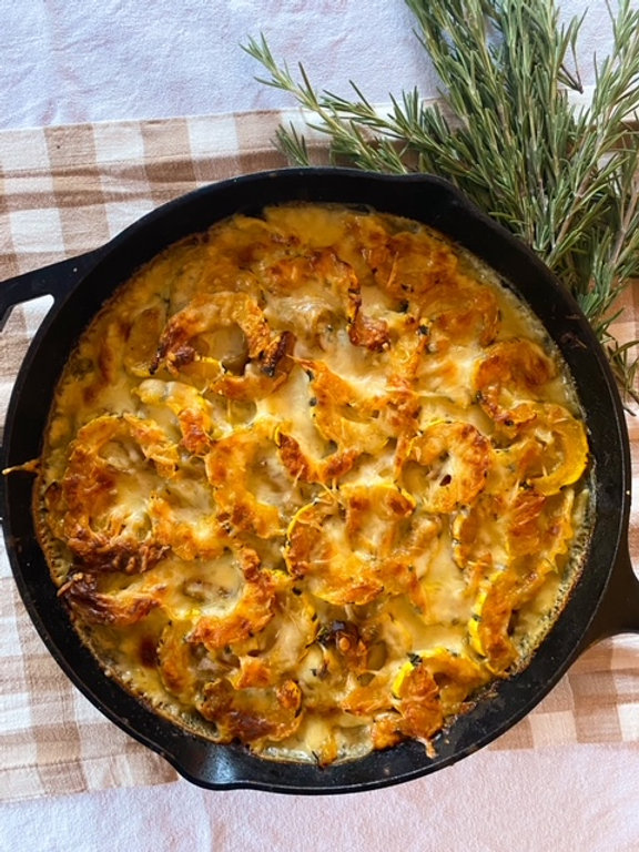 Delicata Squash and Blue Cheese Skillet Lasagna