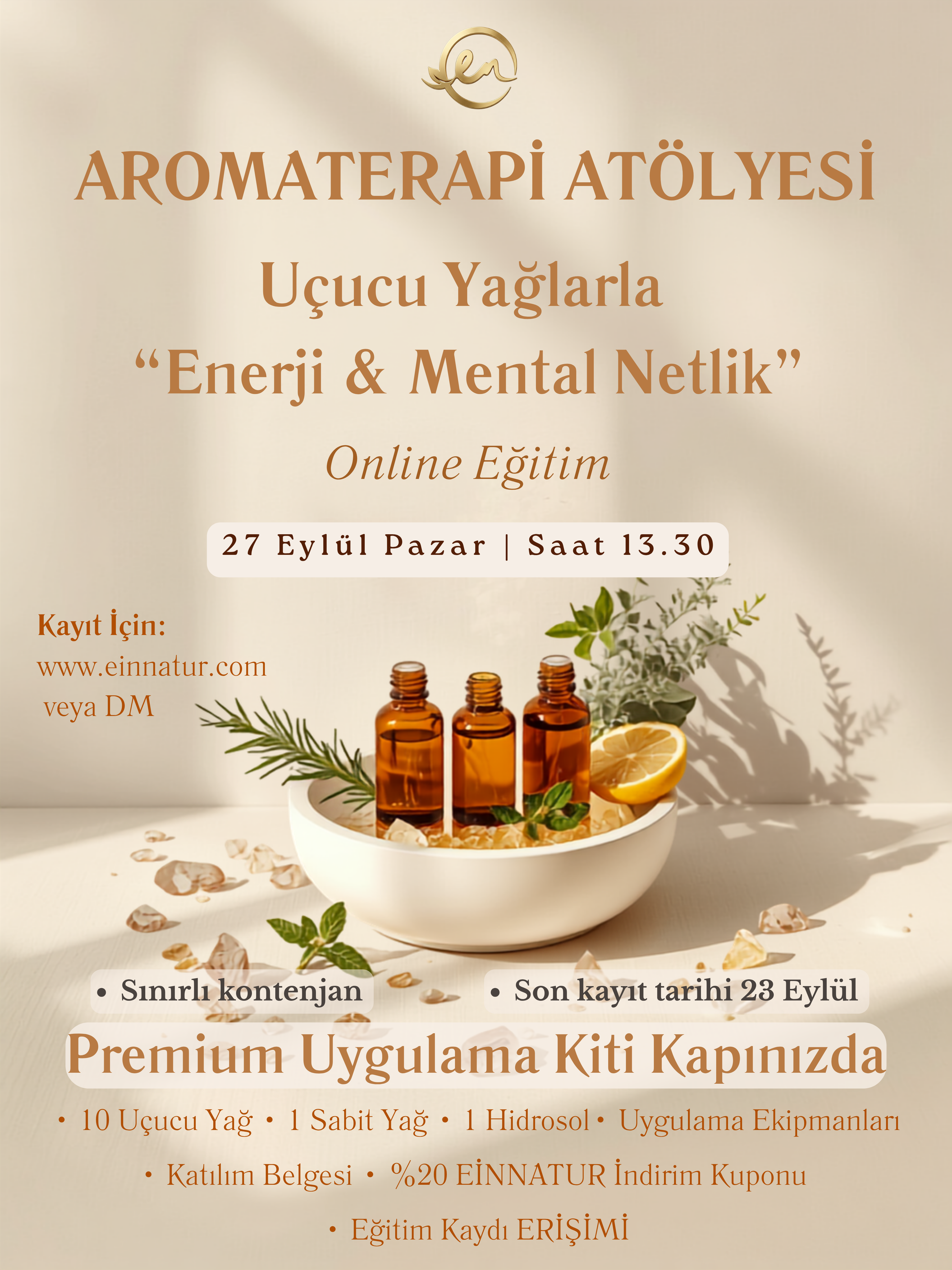 "Enerji ve Mental Netlik" Online Aromaterapi Atölyesi Kiti ve Eğitim