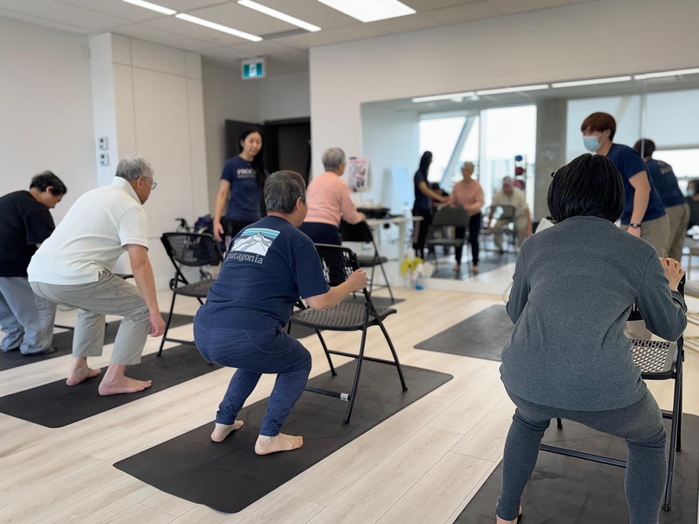 Silver and Emily Leading Fitness Class